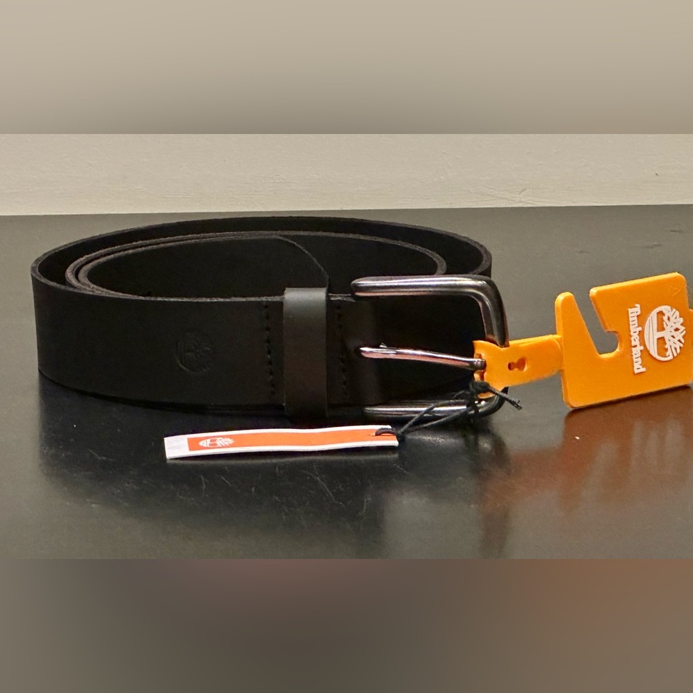 $95 NEW MENS 34-36 TIMBERLAND JEANS BELT BLACK 1 PIECE FULL GRAIN LEATHER